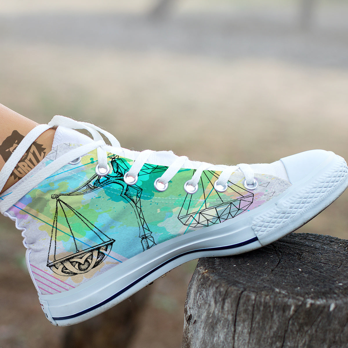 Libra Sign Colorful Print White High Top Shoes-grizzshop