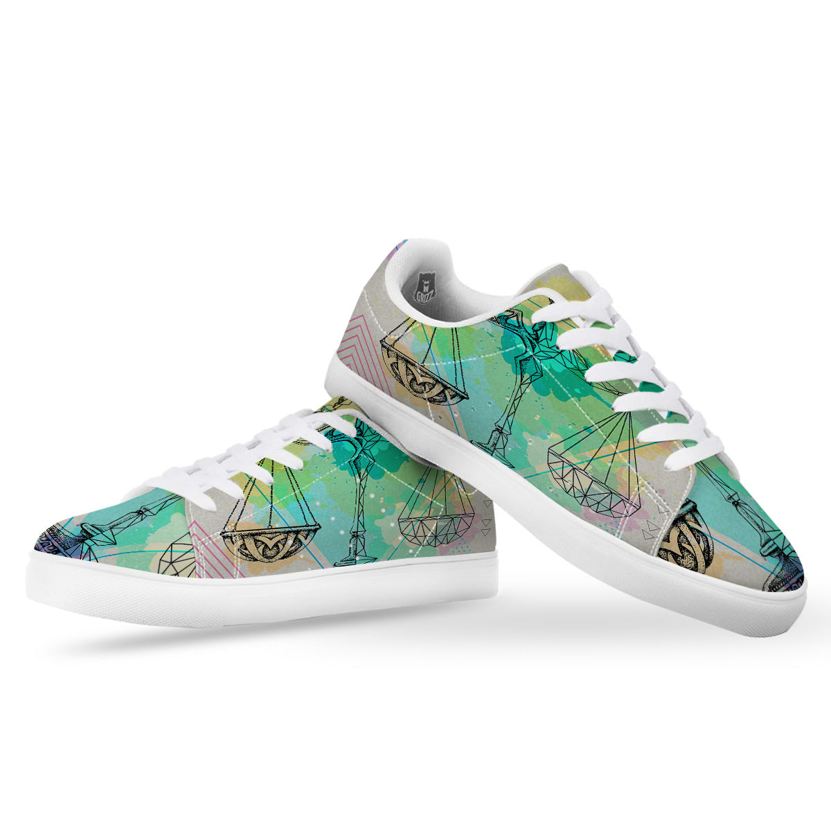 Libra Sign Colorful Print White Low Top Sneakers-grizzshop