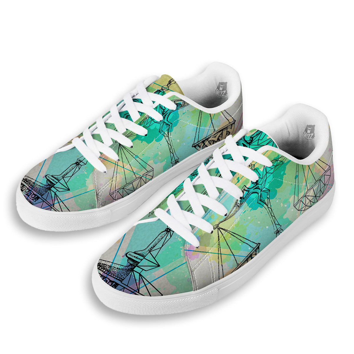 Libra Sign Colorful Print White Low Top Sneakers-grizzshop