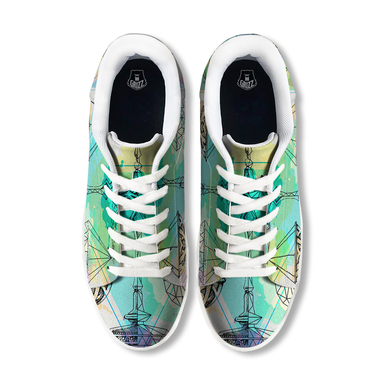 Libra Sign Colorful Print White Low Top Sneakers-grizzshop