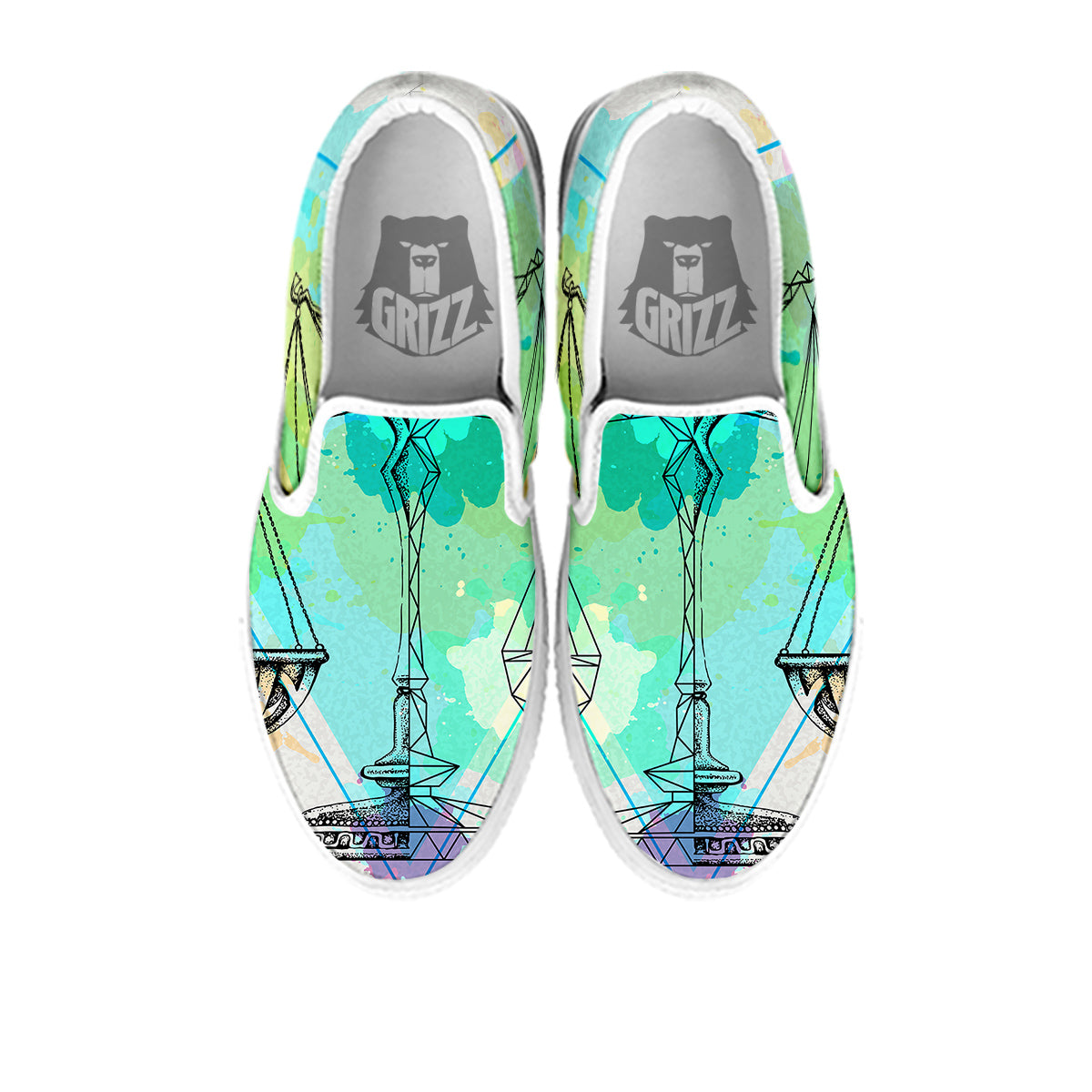 Libra Sign Colorful Print White Slip On Shoes-grizzshop