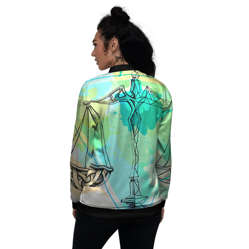 Libra Sign Colorful Print Women's Bomber Jacket-grizzshop