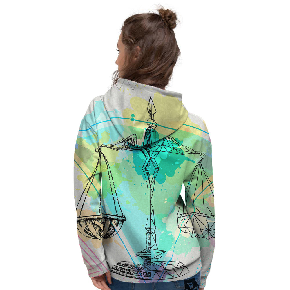 Libra Sign Colorful Print Women's Hoodie-grizzshop