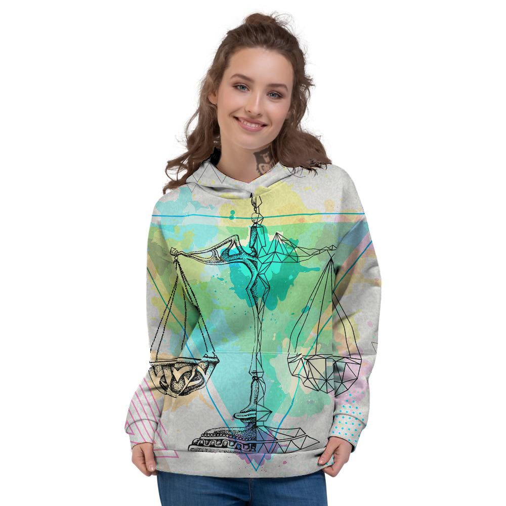 Libra Sign Colorful Print Women's Hoodie-grizzshop