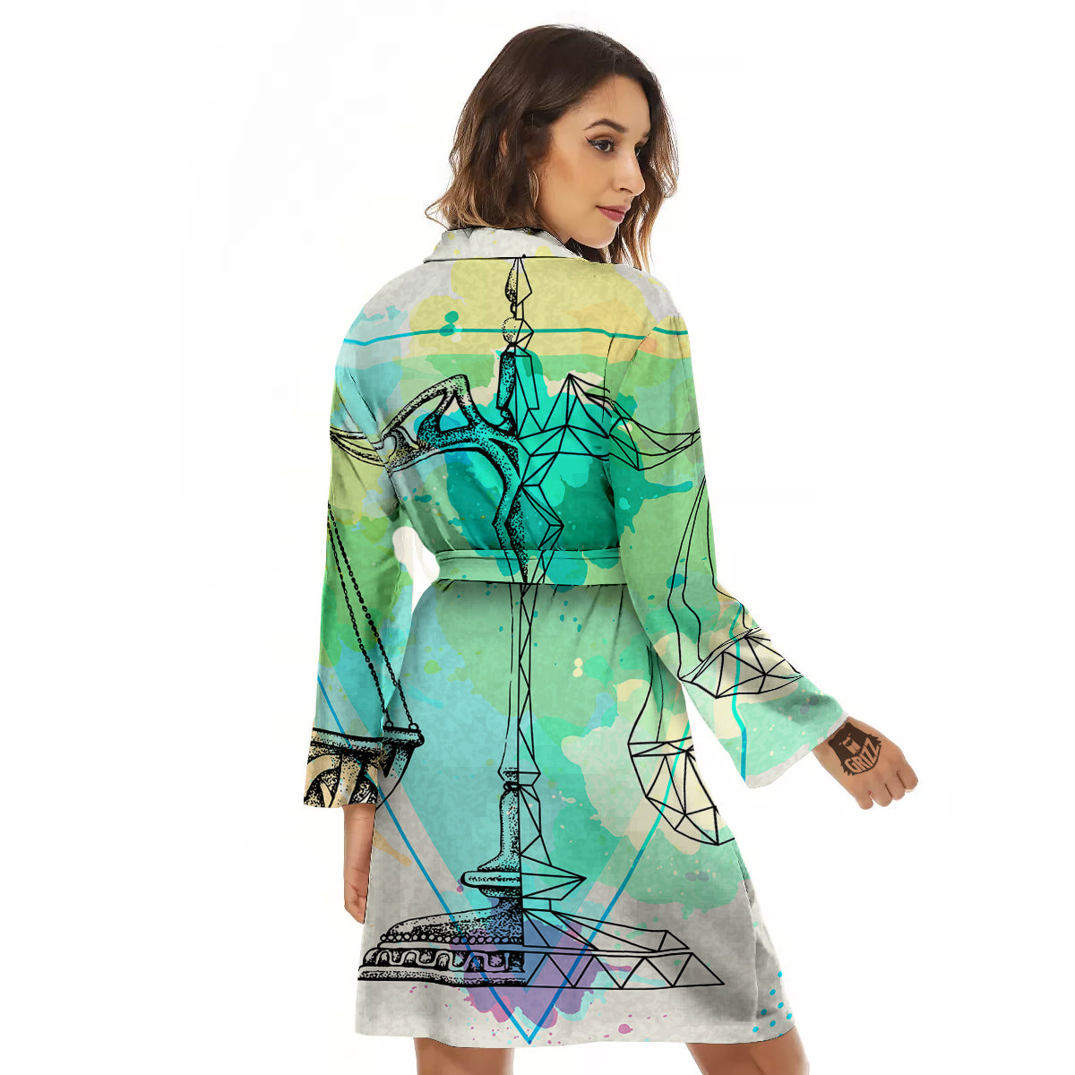 Libra Sign Colorful Print Women's Robe-grizzshop