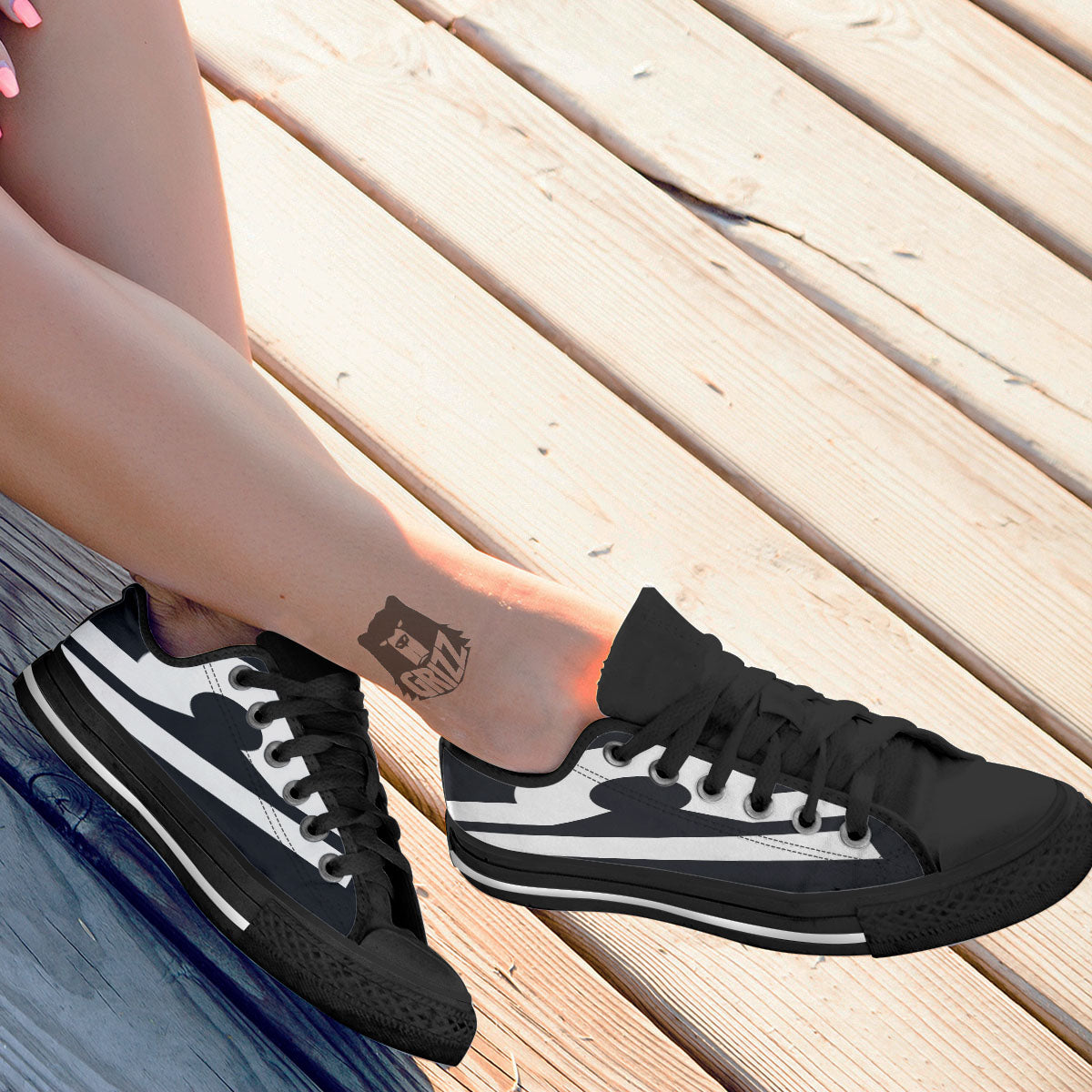 Libra Sign White And Black Print Black Low Top Shoes-grizzshop