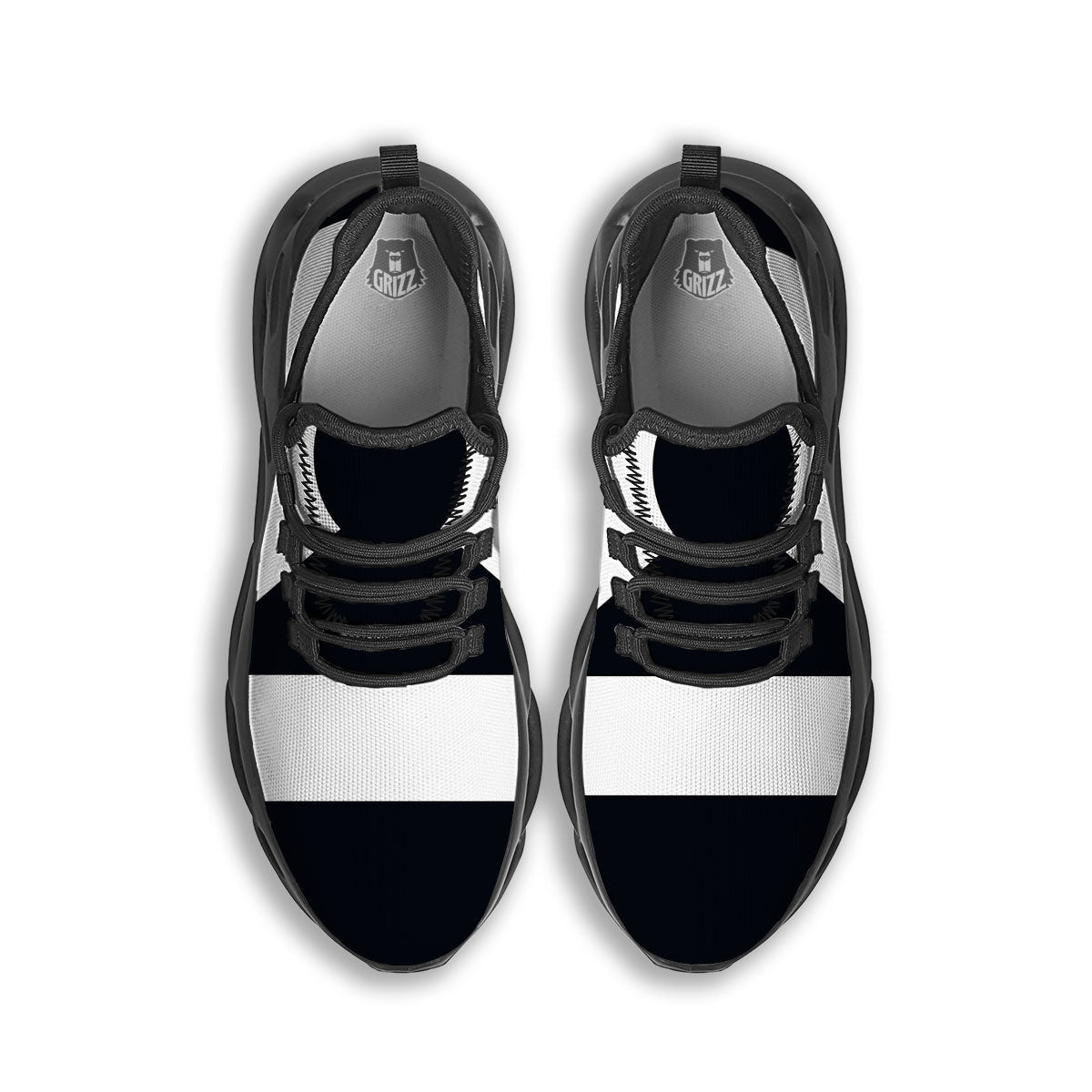 Libra Sign White And Black Print Black Running Shoes-grizzshop