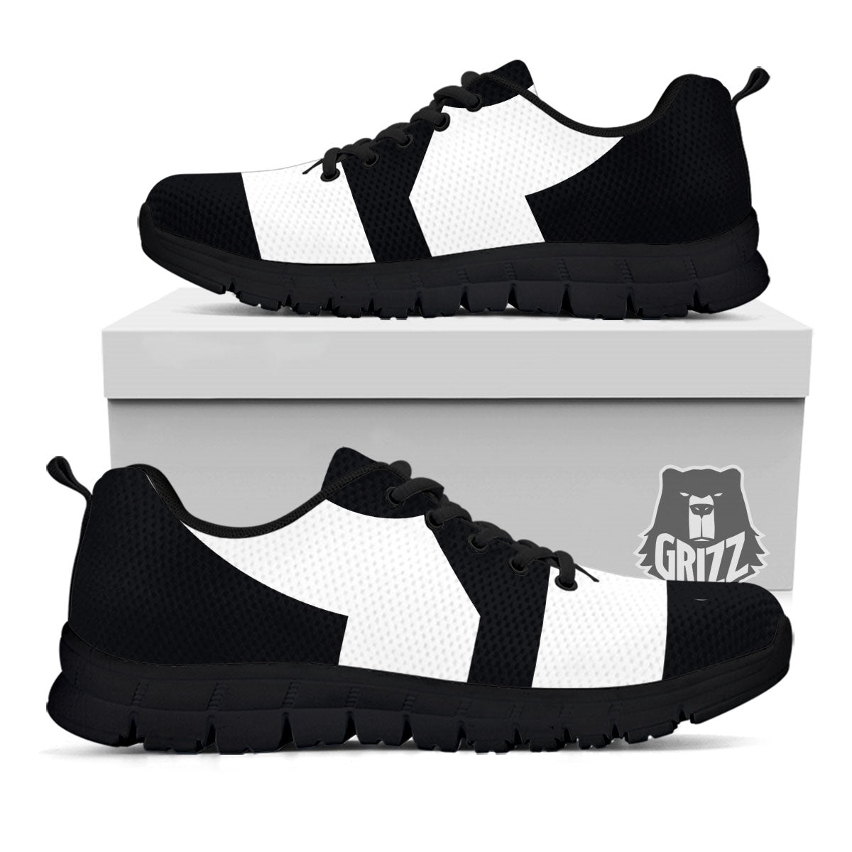 Libra Sign White And Black Print Black Sneaker-grizzshop