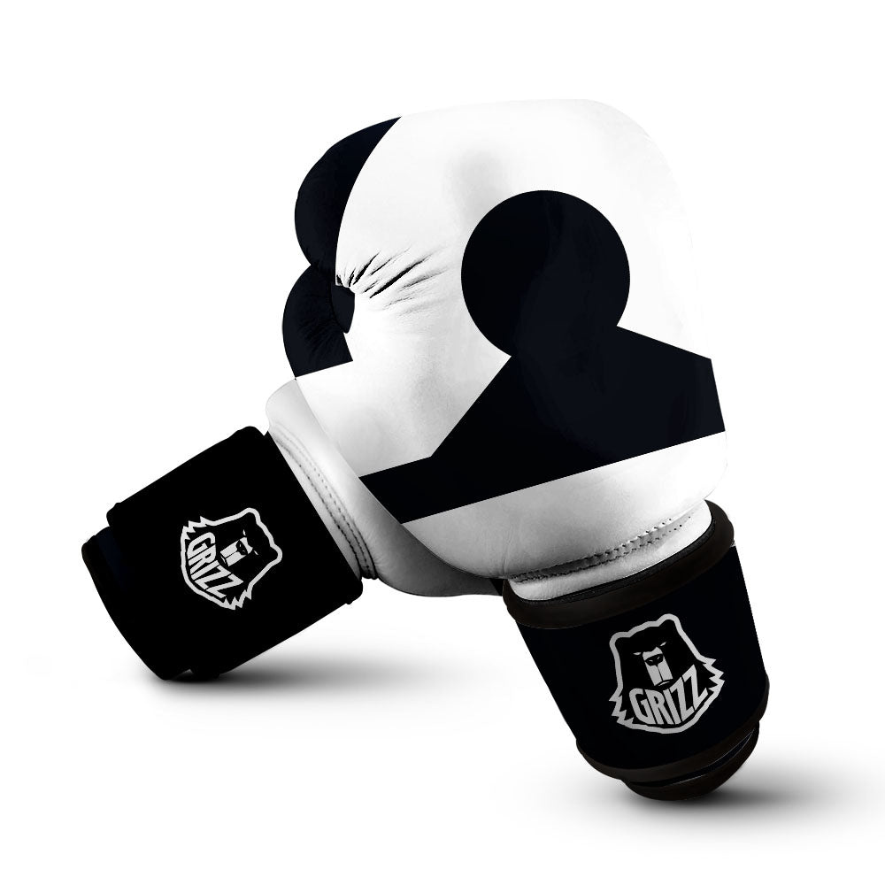 Libra Sign White And Black Print Boxing Gloves-grizzshop