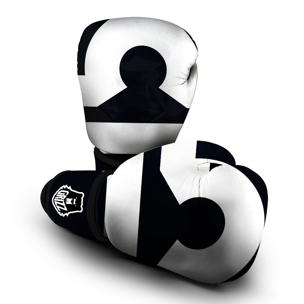 Libra Sign White And Black Print Boxing Gloves-grizzshop