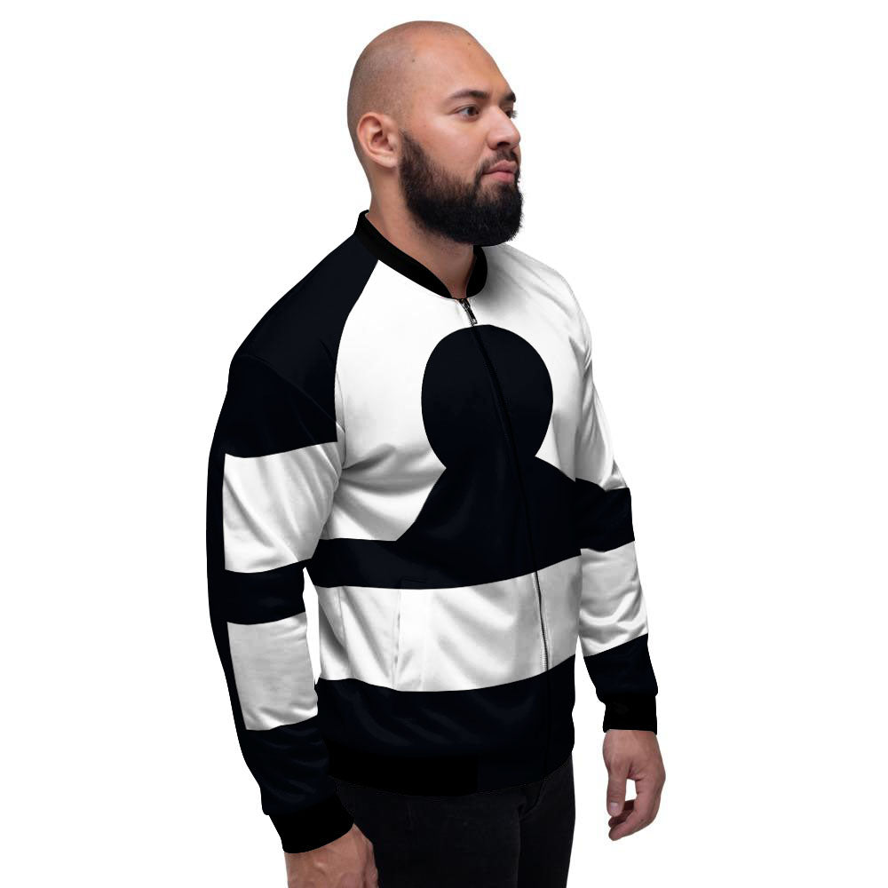 Libra Sign White And Black Print Men's Bomber Jacket-grizzshop