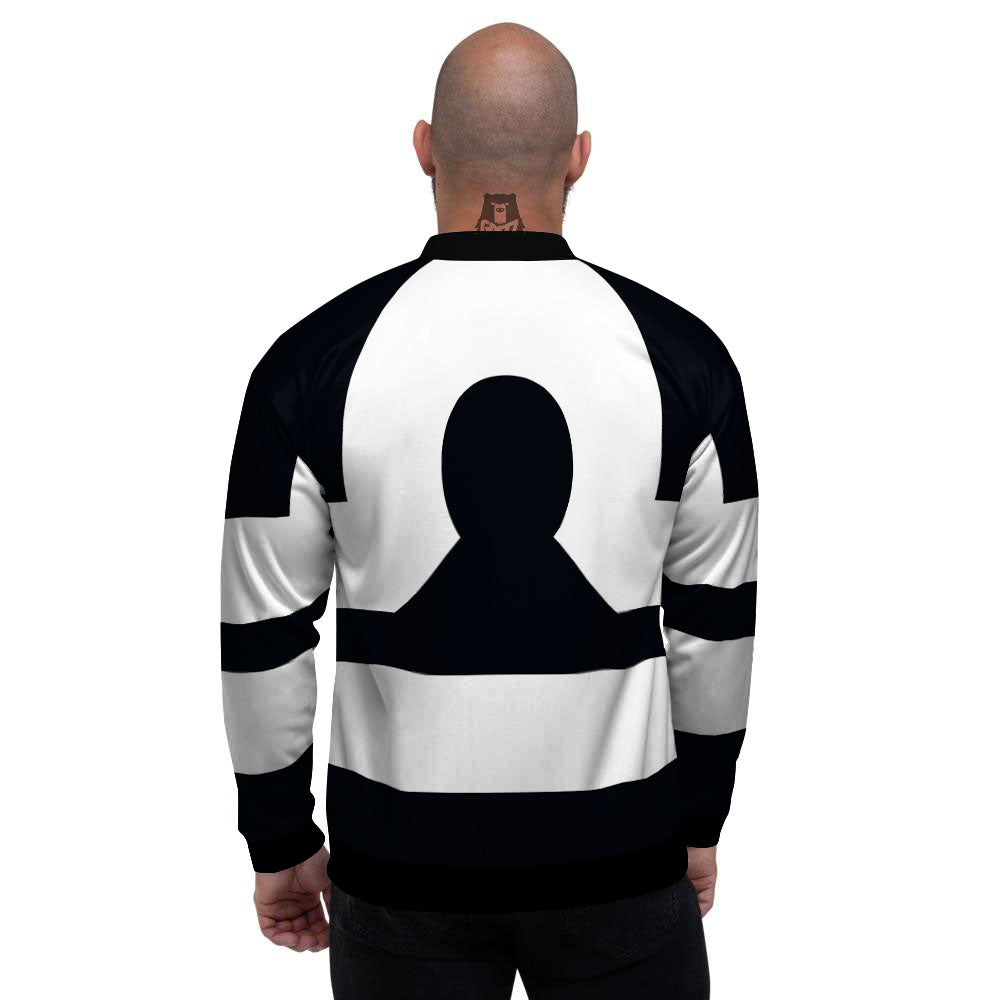 Libra Sign White And Black Print Men's Bomber Jacket-grizzshop