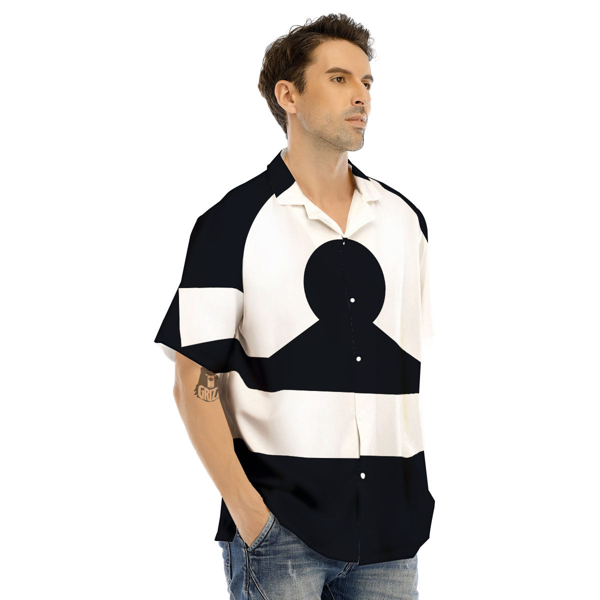 Libra Sign White And Black Print Men's Hawaiian Shirt-grizzshop