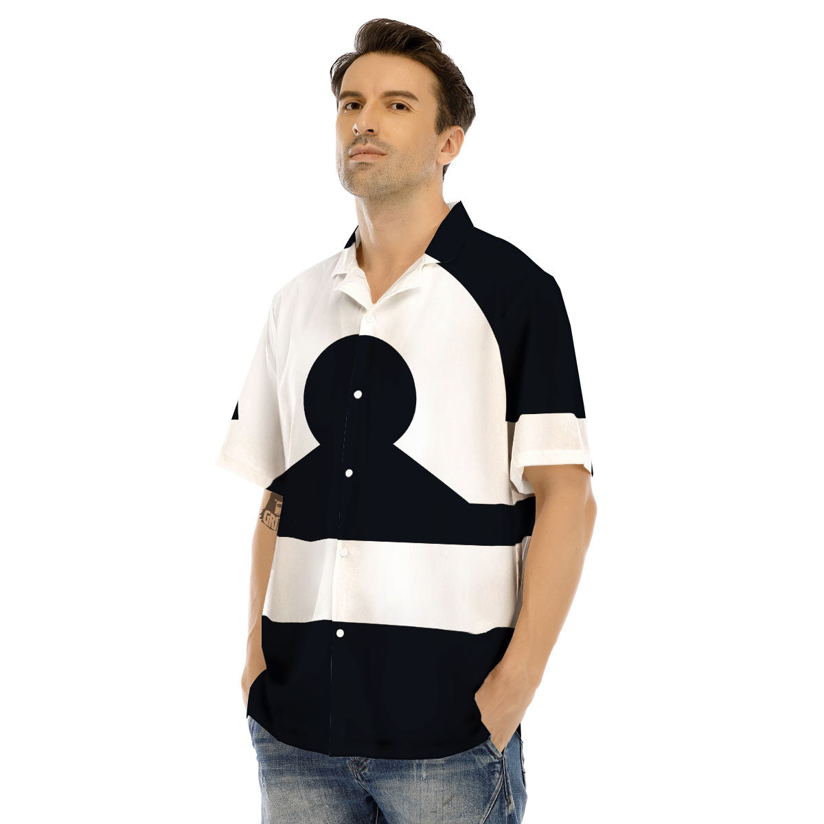 Libra Sign White And Black Print Men's Hawaiian Shirt-grizzshop