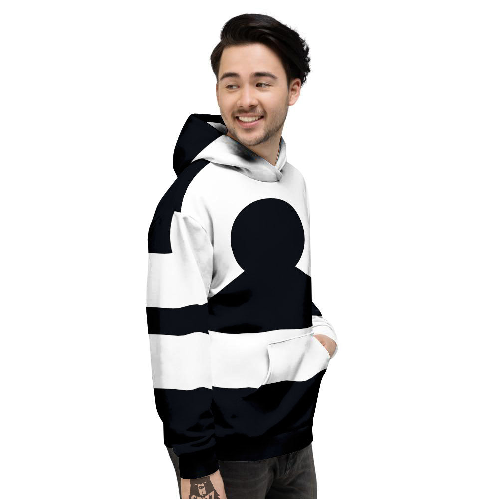 Libra Sign White And Black Print Men's Hoodie-grizzshop