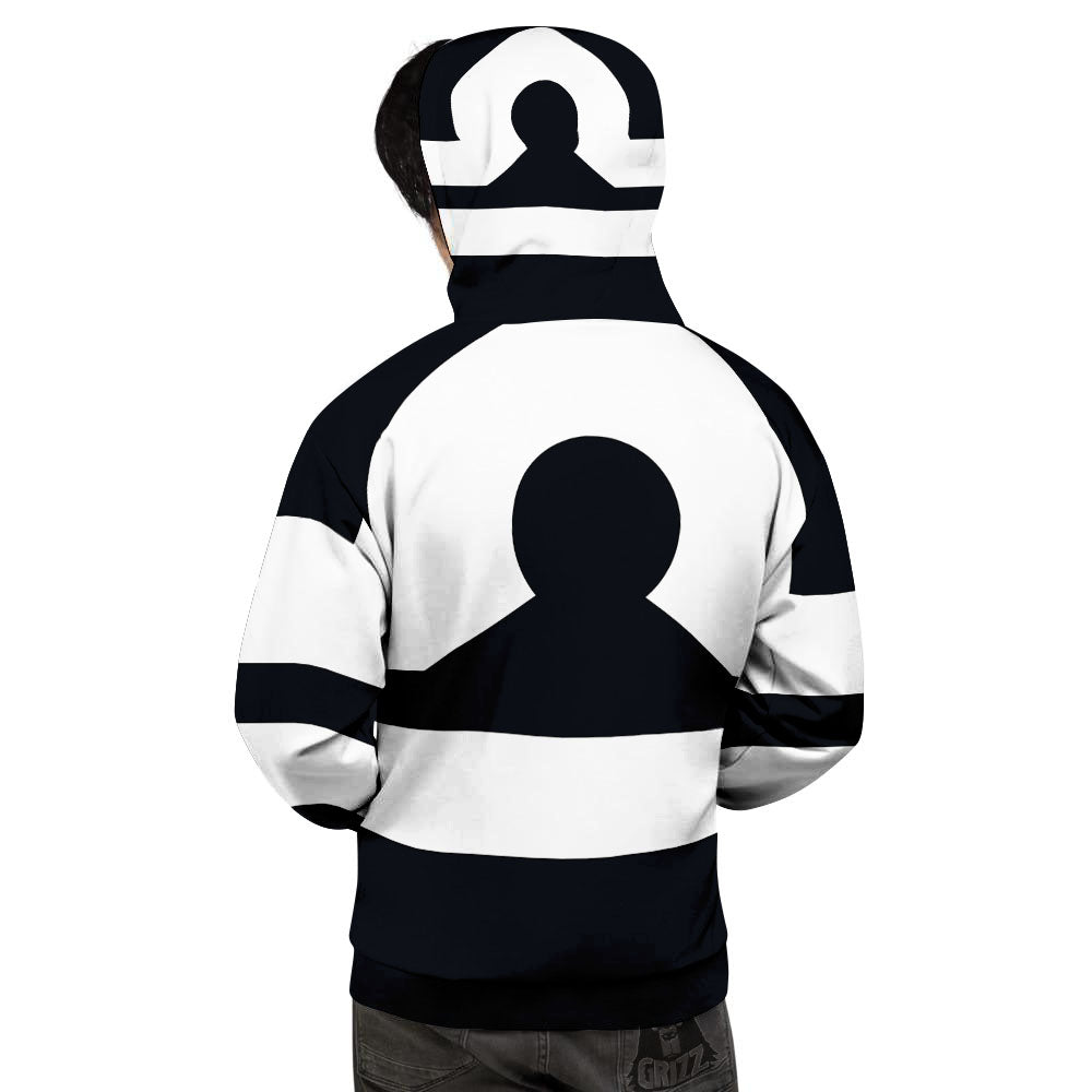 Libra Sign White And Black Print Men's Hoodie-grizzshop