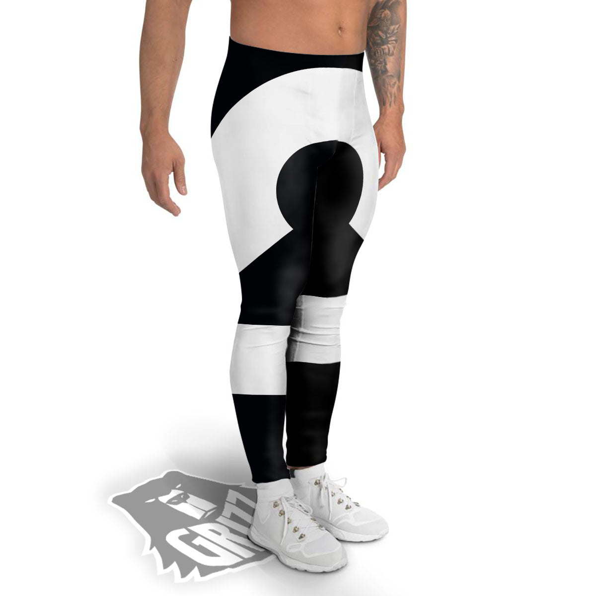 Libra Sign White And Black Print Men's Leggings-grizzshop