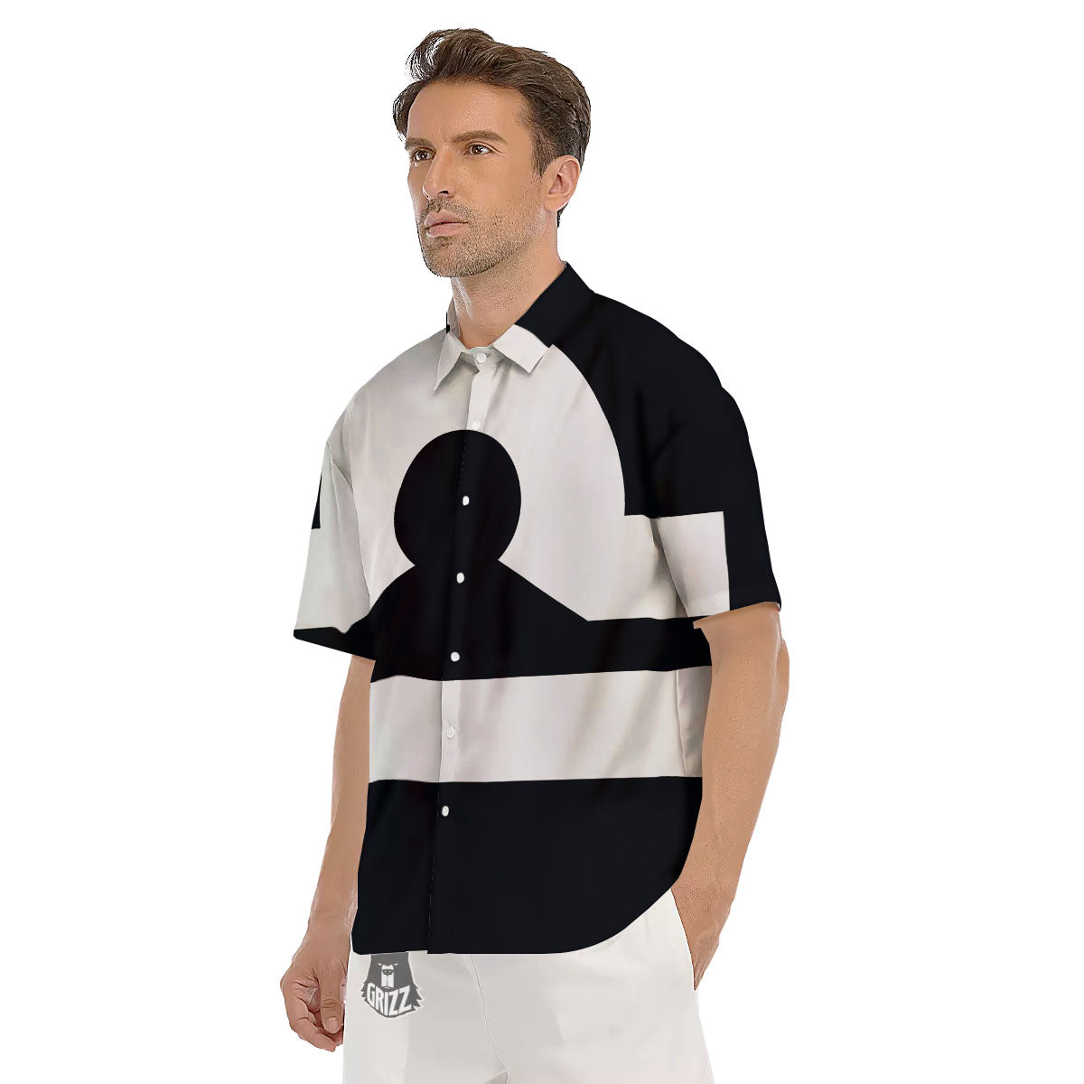 Libra Sign White And Black Print Men's Short Sleeve Shirts-grizzshop