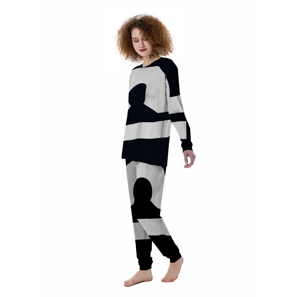 Libra Sign White And Black Print Women's Pajamas-grizzshop