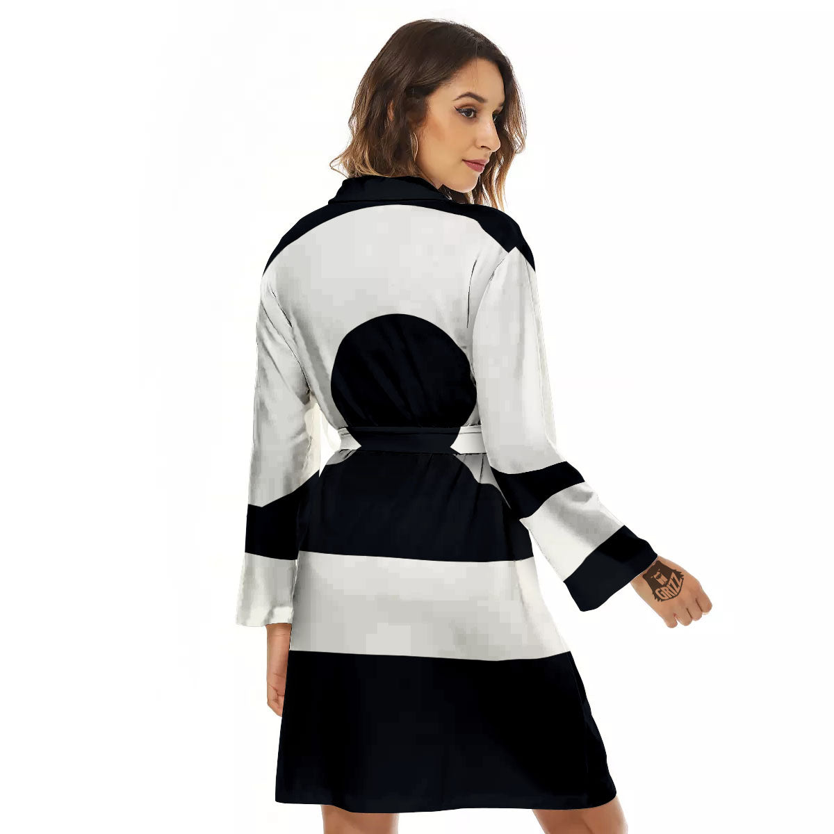 Libra Sign White And Black Print Women's Robe-grizzshop