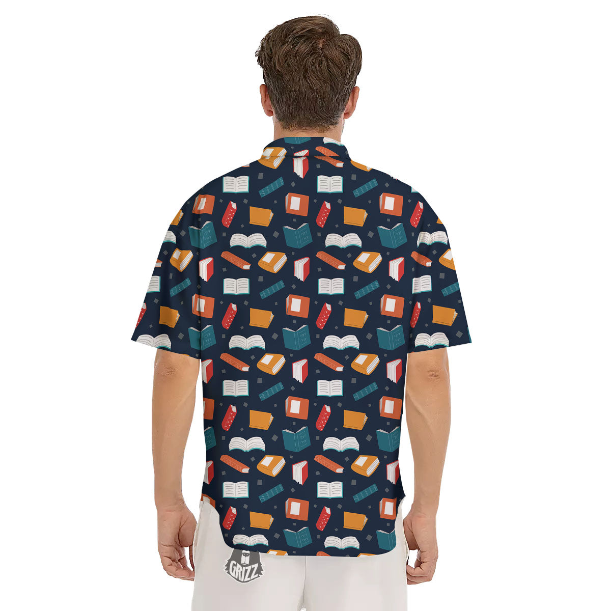 Library Reading Print Pattern Men's Short Sleeve Shirts-grizzshop