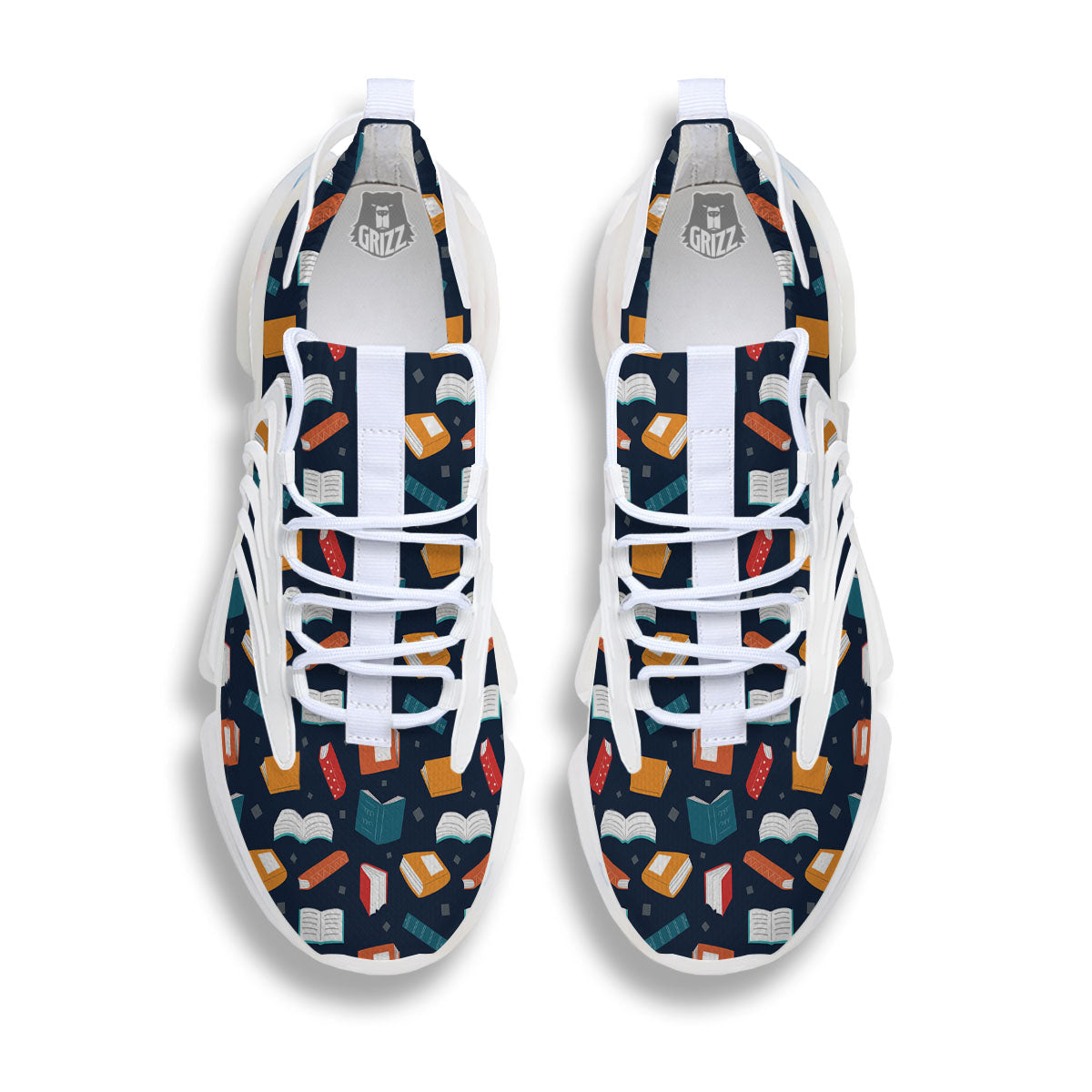 Library Reading Print Pattern White Gym Shoes-grizzshop