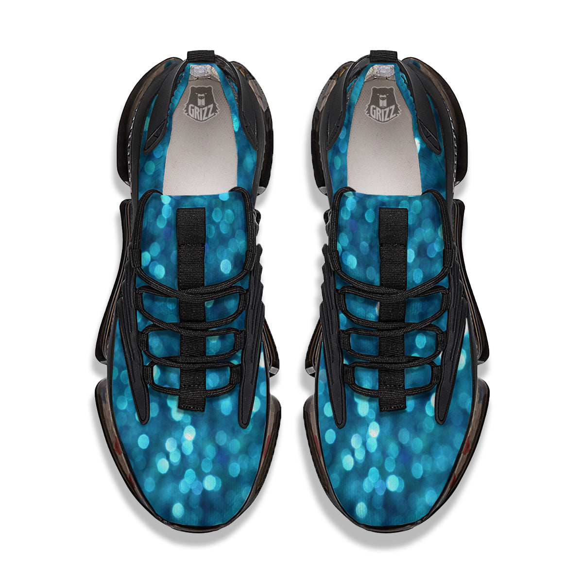 Light Blue Sparkle Print Black Gym Shoes-grizzshop