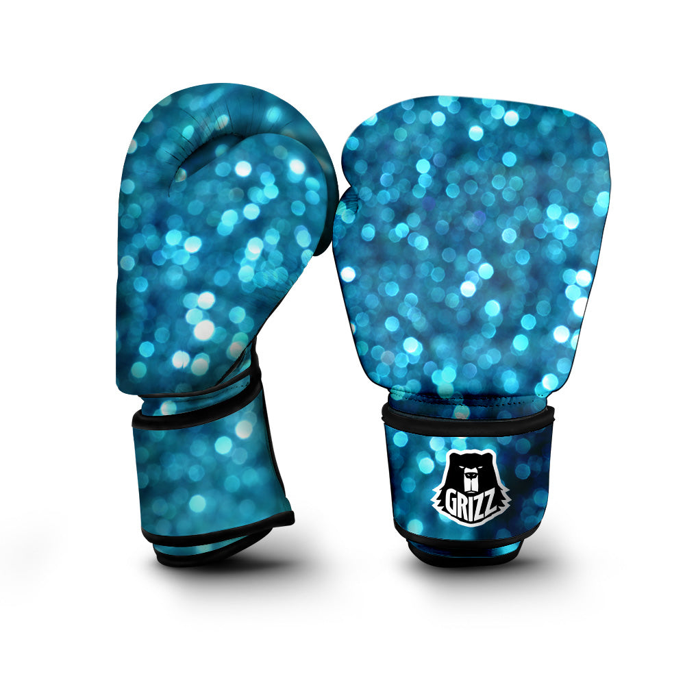 Light Blue Sparkle Print Boxing Gloves-grizzshop