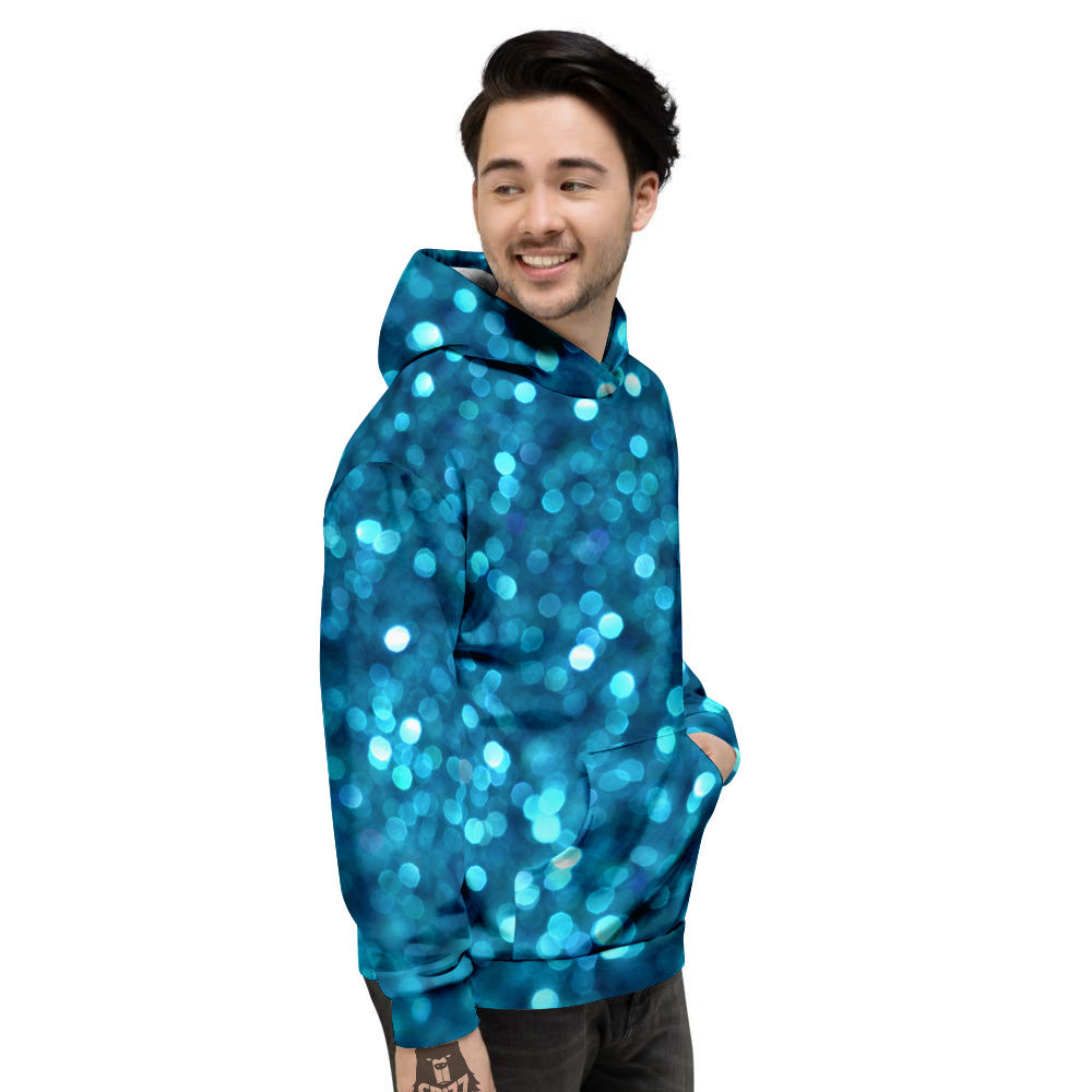 Light Blue Sparkle Print Men's Hoodie-grizzshop