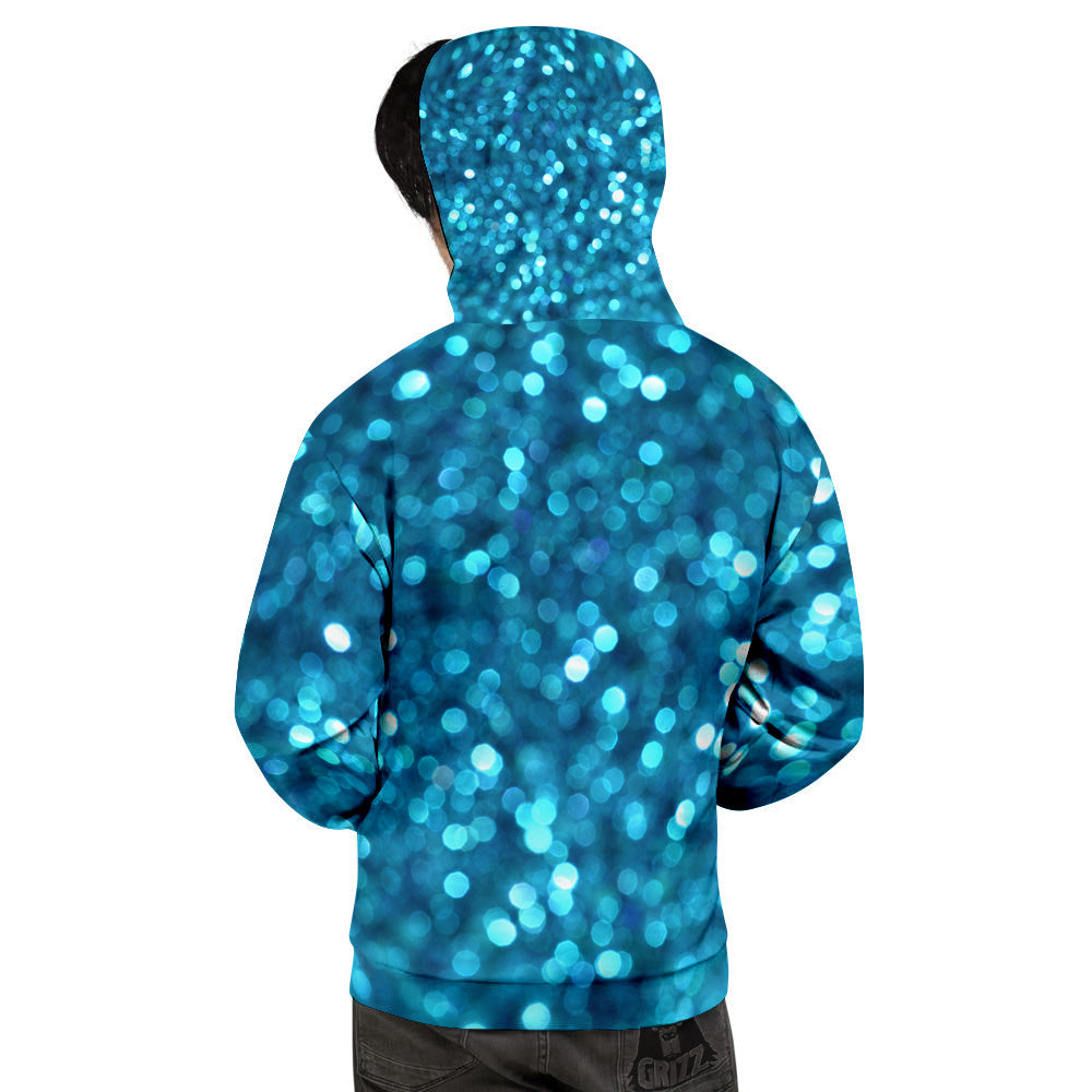 Light Blue Sparkle Print Men's Hoodie-grizzshop