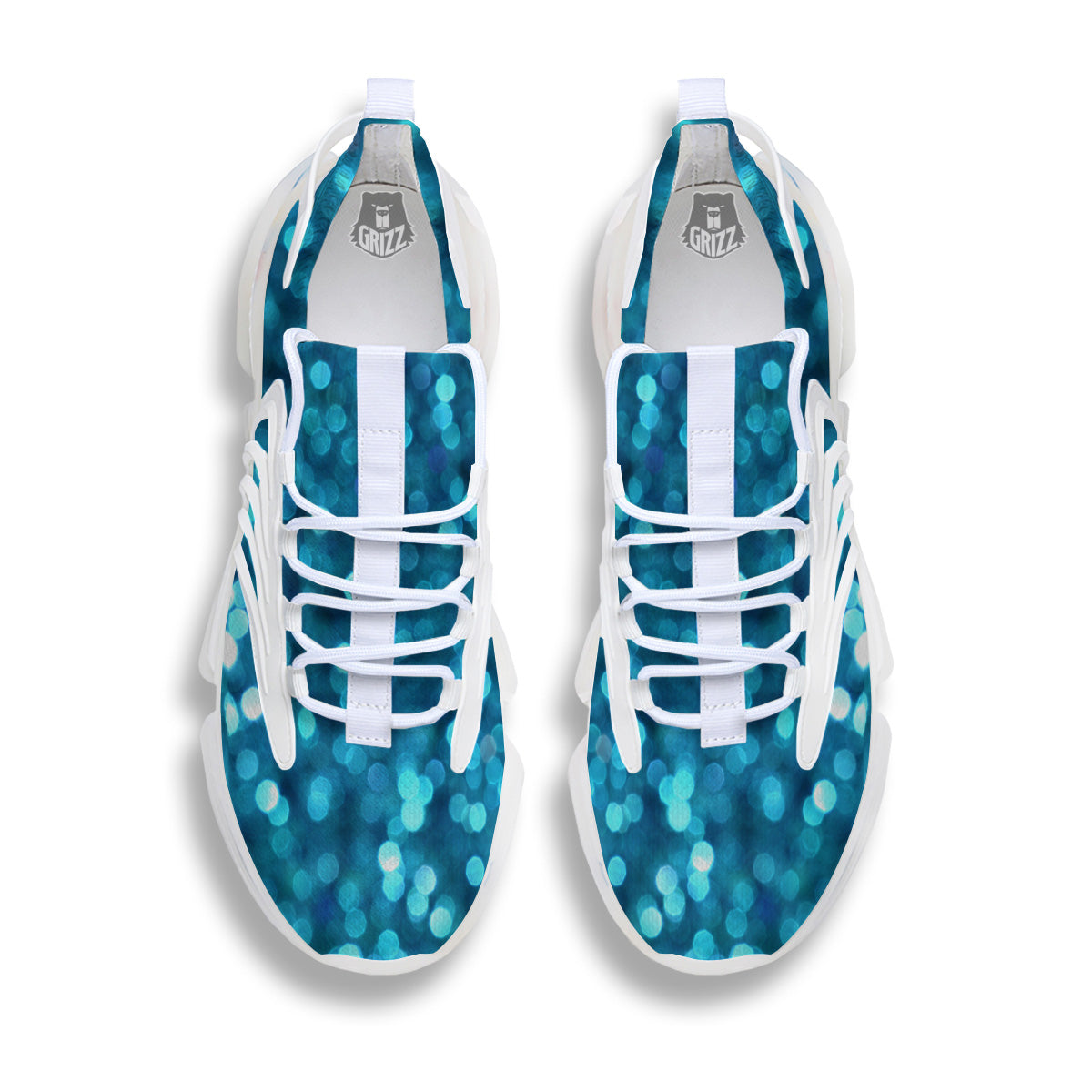 Light Blue Sparkle Print White Gym Shoes-grizzshop