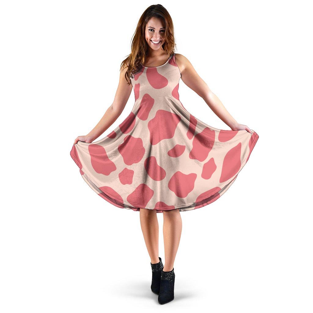 strapless open back dress Light Pink Cow Print Dress