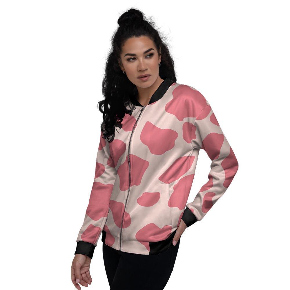 Emoji Pink Pattern Print Women Casual Bomber Jacket