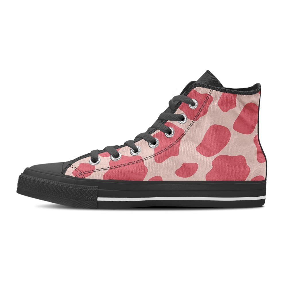 Light Pink Cow Print Women's High Top Shoes-grizzshop