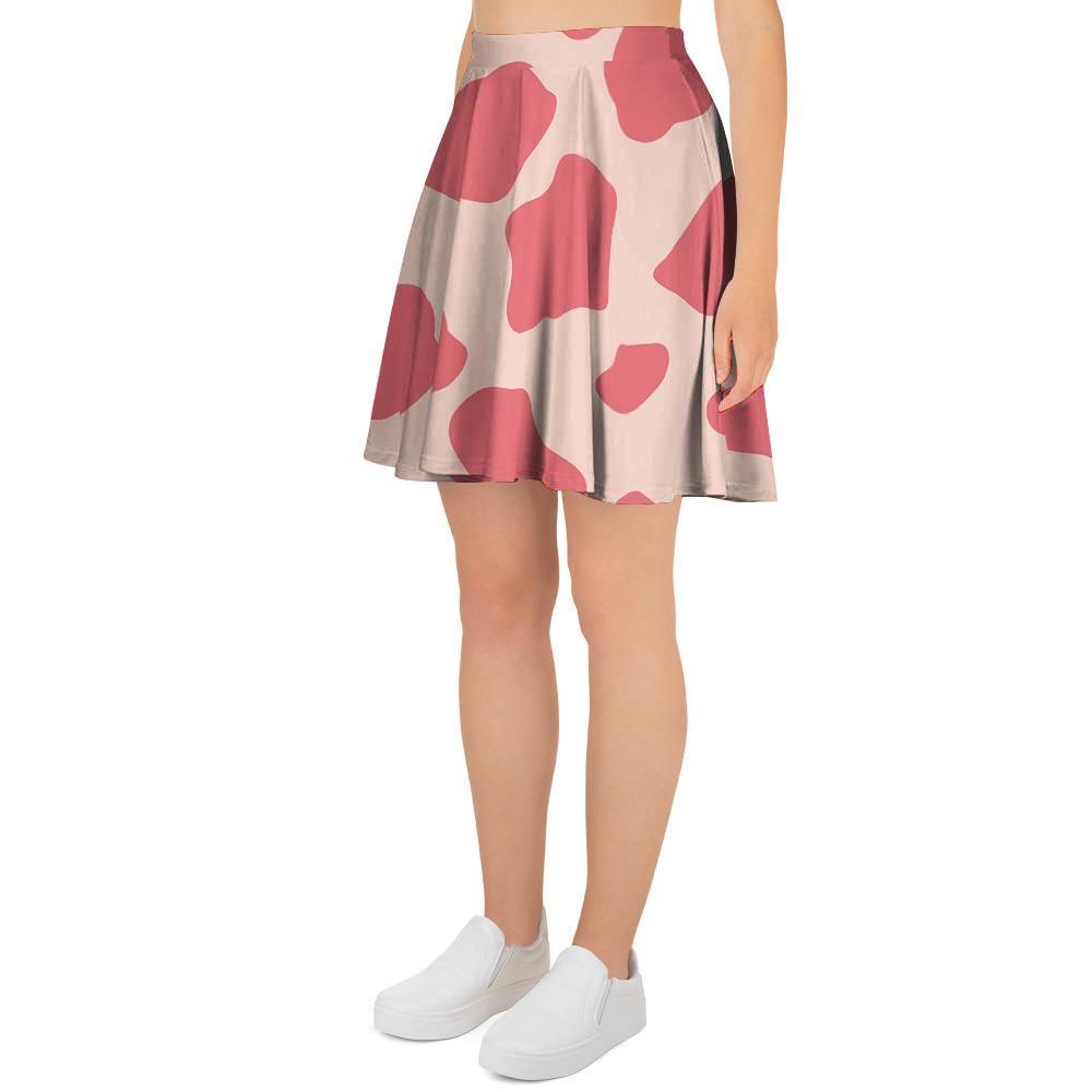 Light Pink Cow Print Women's Skirt-grizzshop