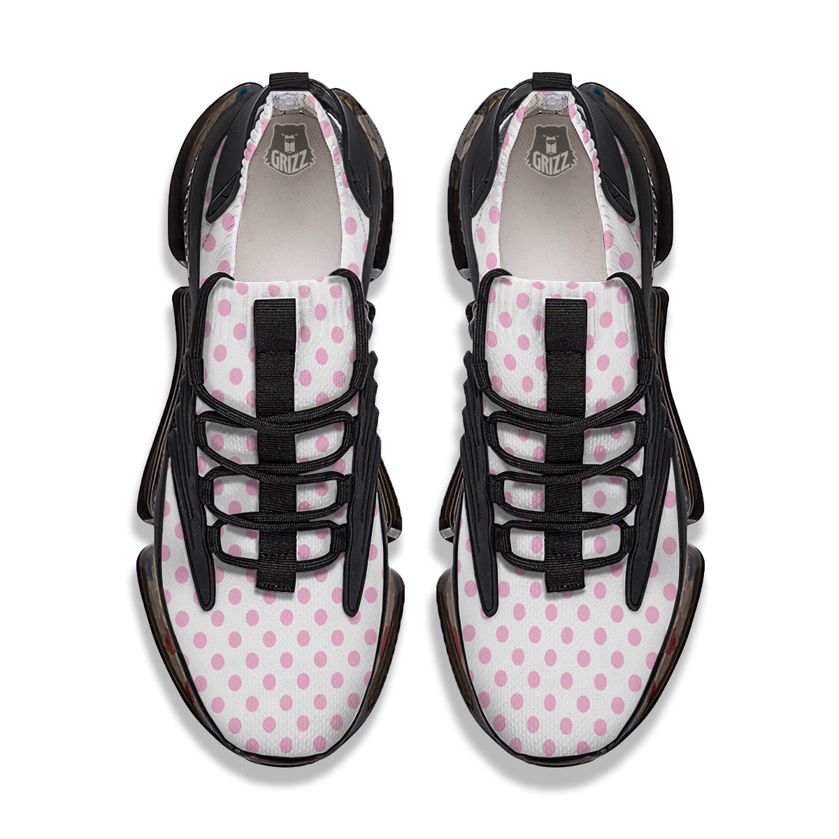 Light Pink Dots And White Print Pattern Black Gym Shoes-grizzshop