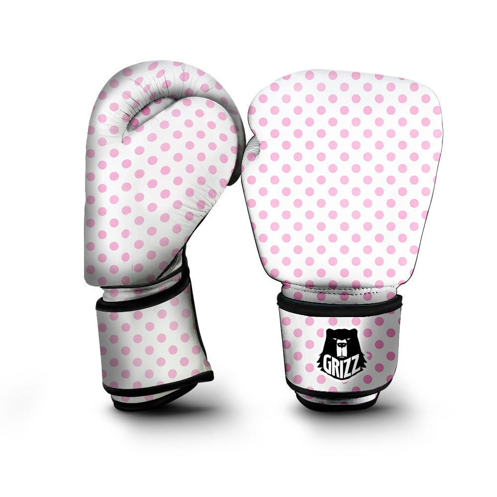 Light Pink Dots And White Print Pattern Boxing Gloves-grizzshop