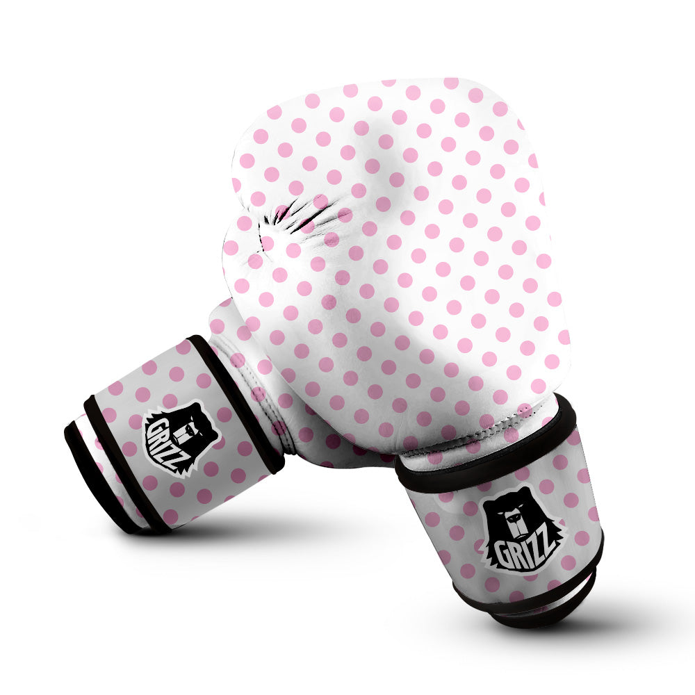 Light Pink Dots And White Print Pattern Boxing Gloves-grizzshop