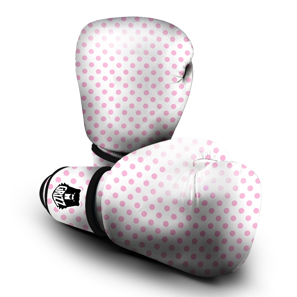 Light Pink Dots And White Print Pattern Boxing Gloves-grizzshop