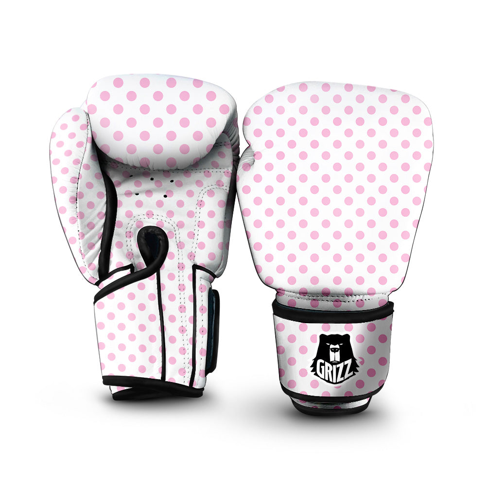 Light Pink Dots And White Print Pattern Boxing Gloves-grizzshop