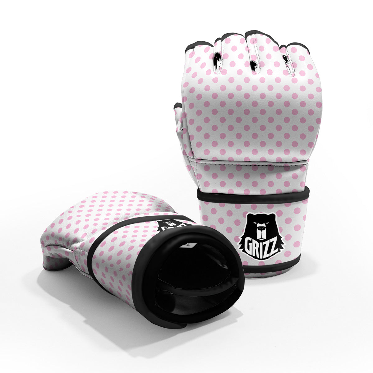 Light Pink Dots And White Print Pattern MMA Gloves-grizzshop