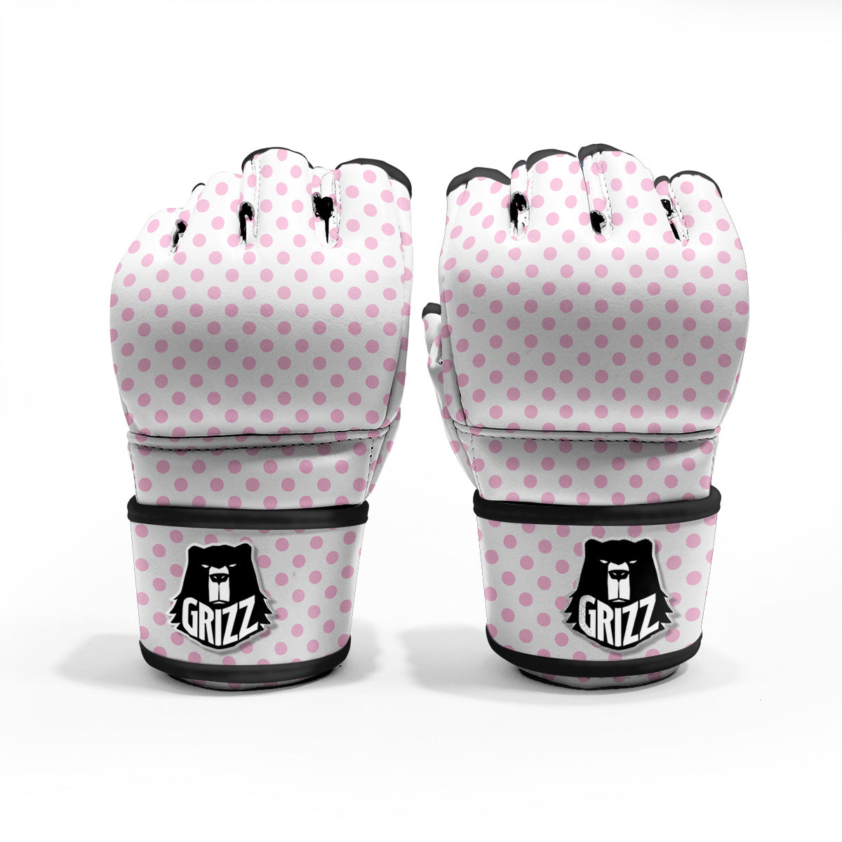 Light Pink Dots And White Print Pattern MMA Gloves-grizzshop