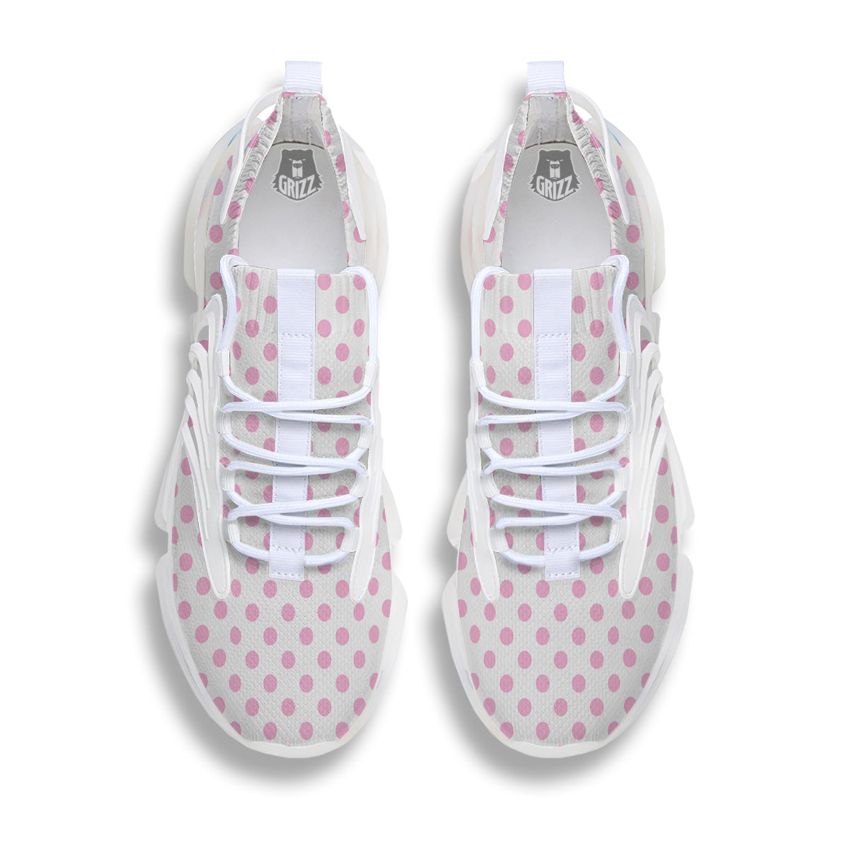 Light Pink Dots And White Print Pattern White Gym Shoes-grizzshop