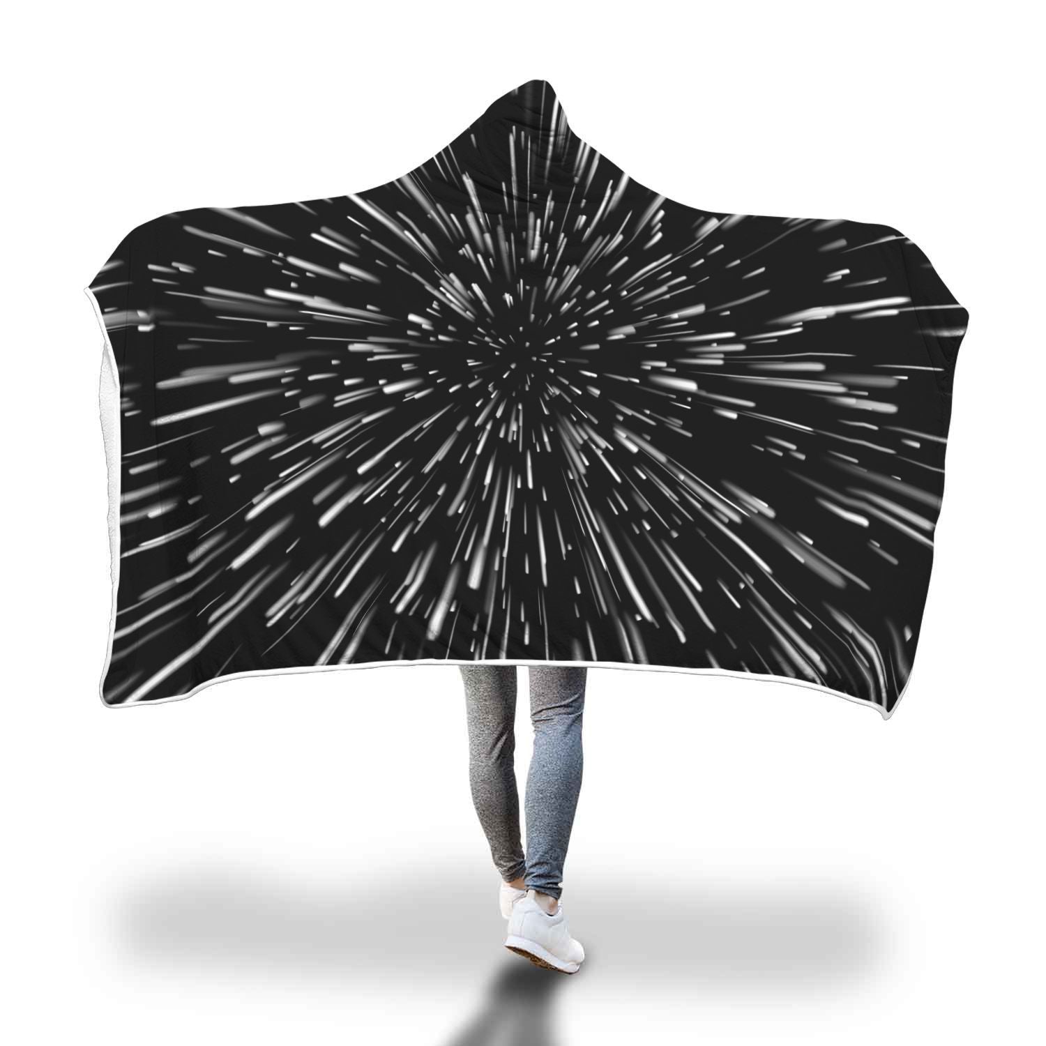 Light Speed Galaxy Space Print Hooded Blanket-grizzshop