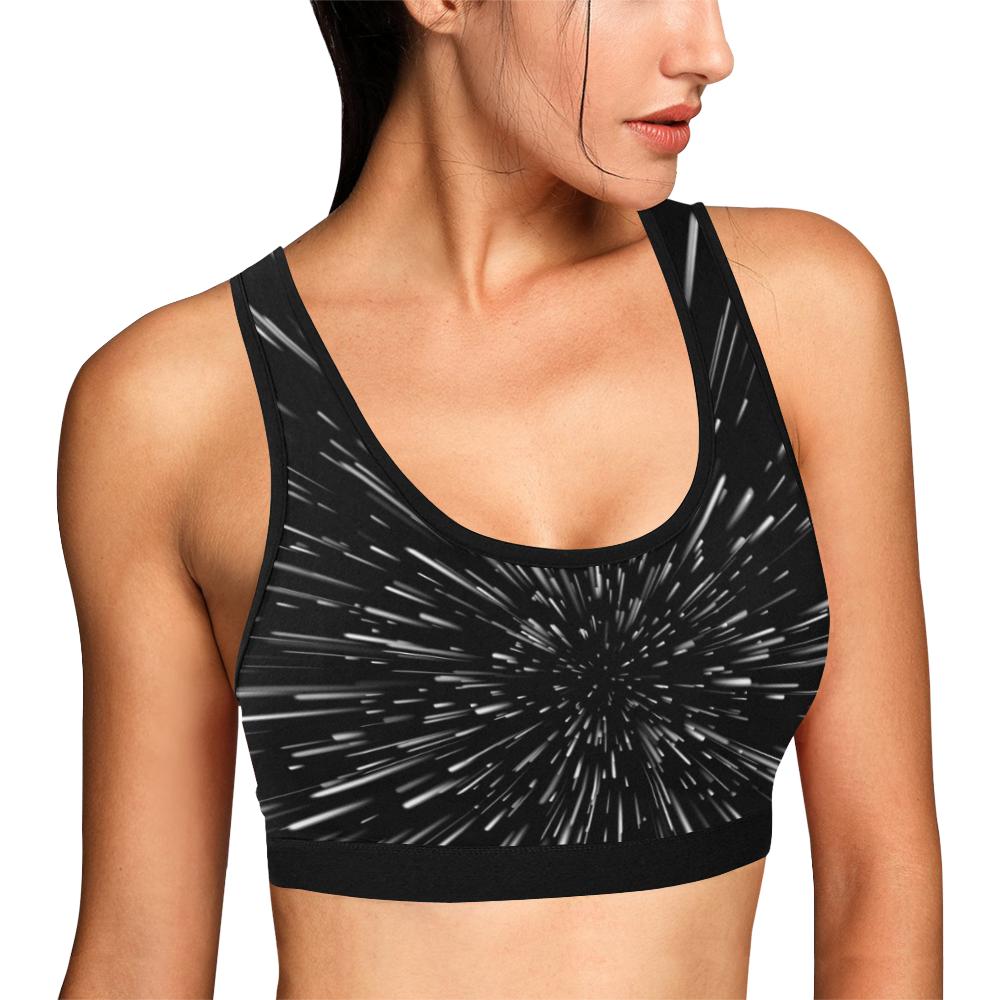 Light Speed Galaxy Space Print Women Sports Bra-grizzshop