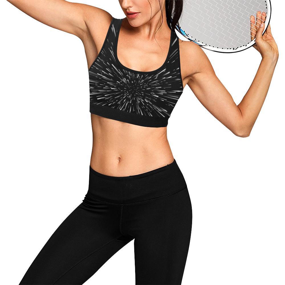 Light Speed Galaxy Space Print Women Sports Bra-grizzshop