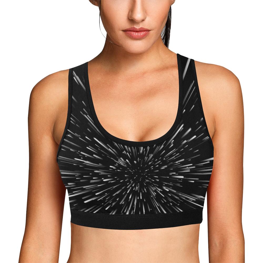 Light Speed Galaxy Space Print Women Sports Bra-grizzshop