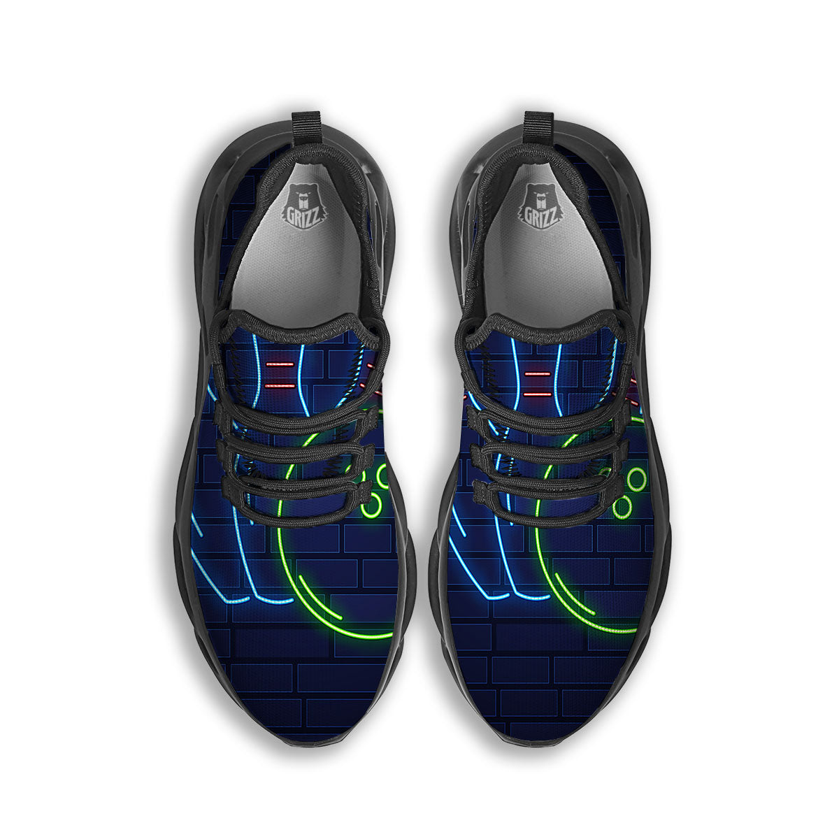Light Up Bowling Pins Print Black Running Shoes-grizzshop