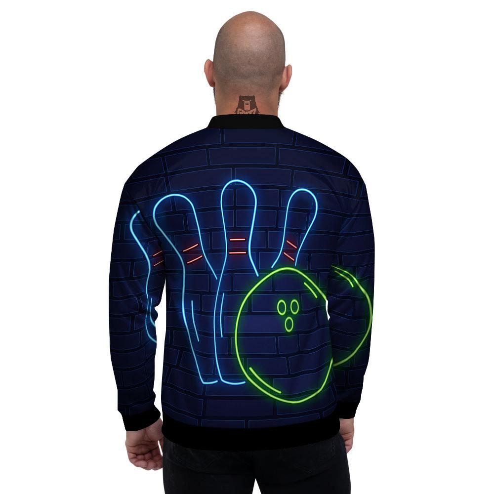 Light Up Bowling Pins Print Men's Bomber Jacket-grizzshop