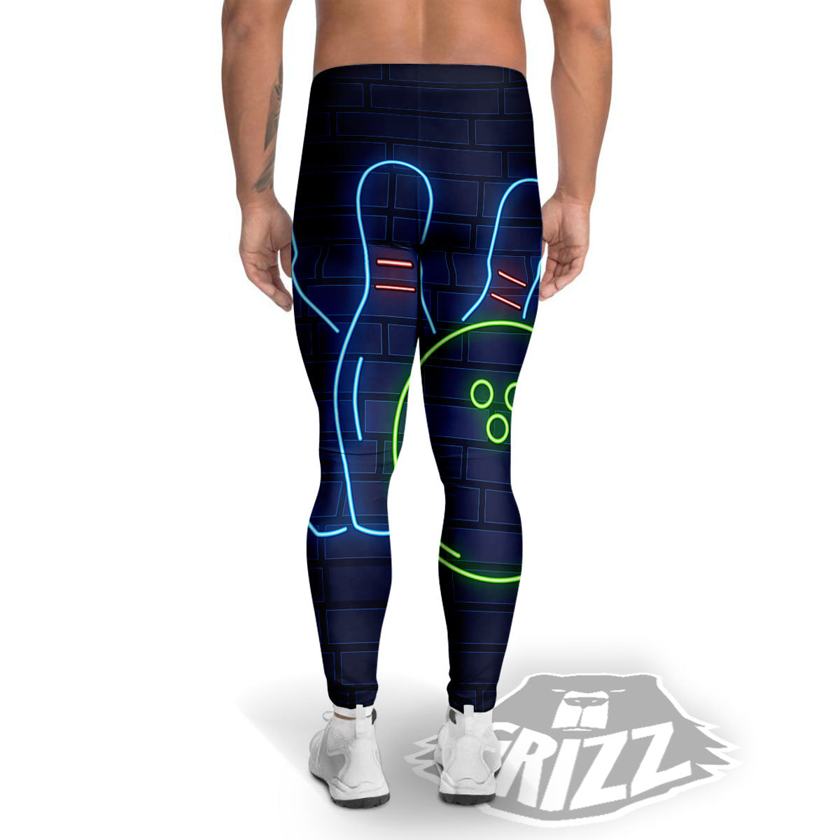 Light Up Bowling Pins Print Men's Leggings-grizzshop